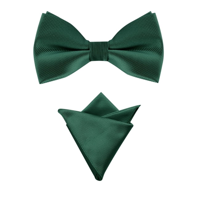 INSPIRE CHIC Men's Pre-Tied Bow Tie with Matching Pocket Squares Sets for Business Causal Dark Green One Size