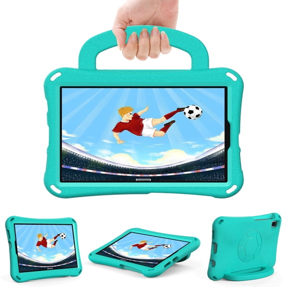 Allytechgroup Samsung Galaxy Tab A8 10.5" (2022) Cas SM-X200 SM-X205, Cute Football Design Shockproof Bumper Handle Stand Kids Friendly Lightweight Case Cover for Galaxy Tab A8 10.5", Mint