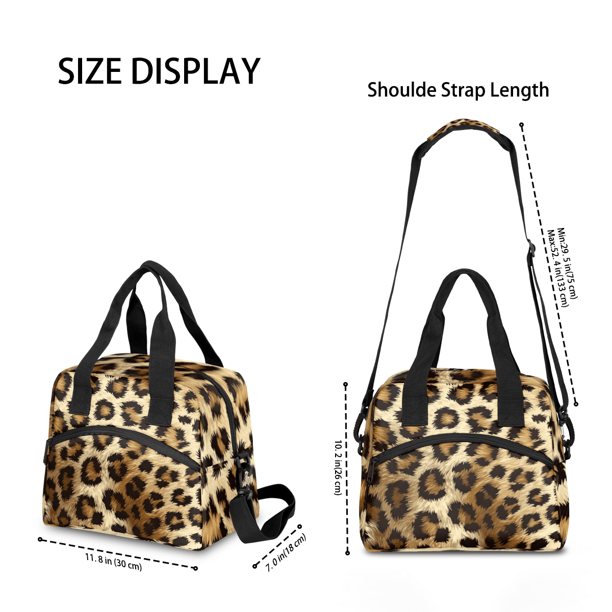 Herdesigns Leopard Print Insulated Lunch Bag for Women Men Adults Large Reusable Lunch Box Cheetah Wild Safari Leakproof Cooler Tote Bags with Adjustable Shoulder Strap