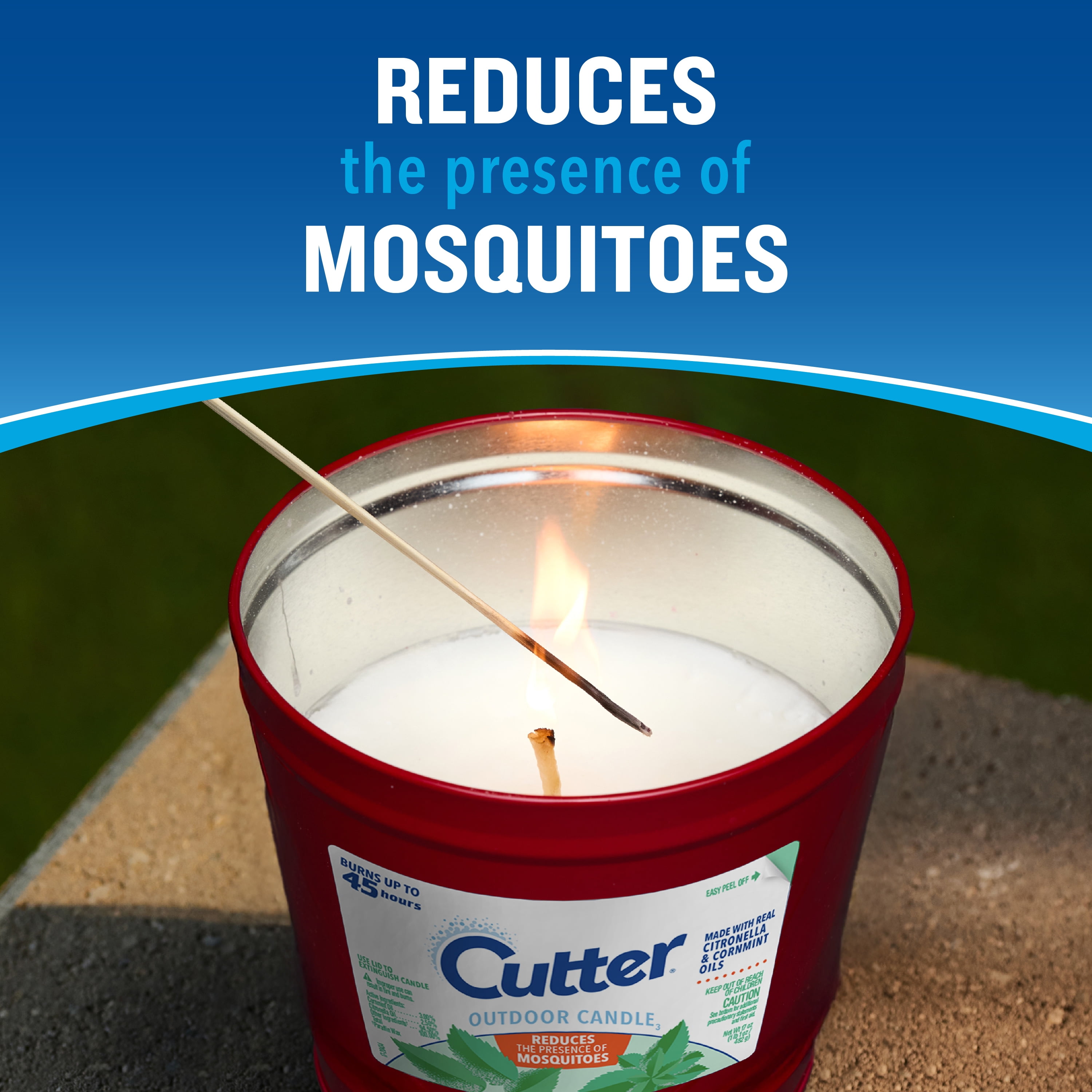 Cutter Outdoor Candle with Real Citronella Oil Reduces Presence of Mosquitoes, 17 Ounces