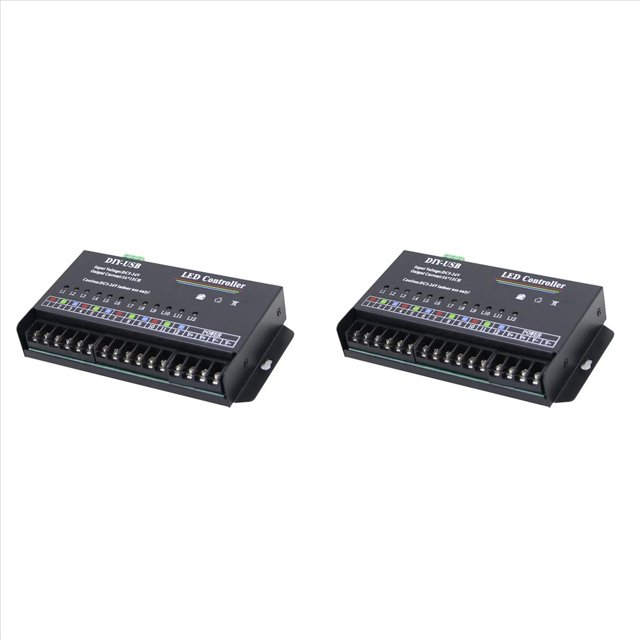 2X Controlador de Programación Autónomo de Bricolaje Controlador RGB LED USB Programable de 12 Vías para Módulo de Tira 3528 5050