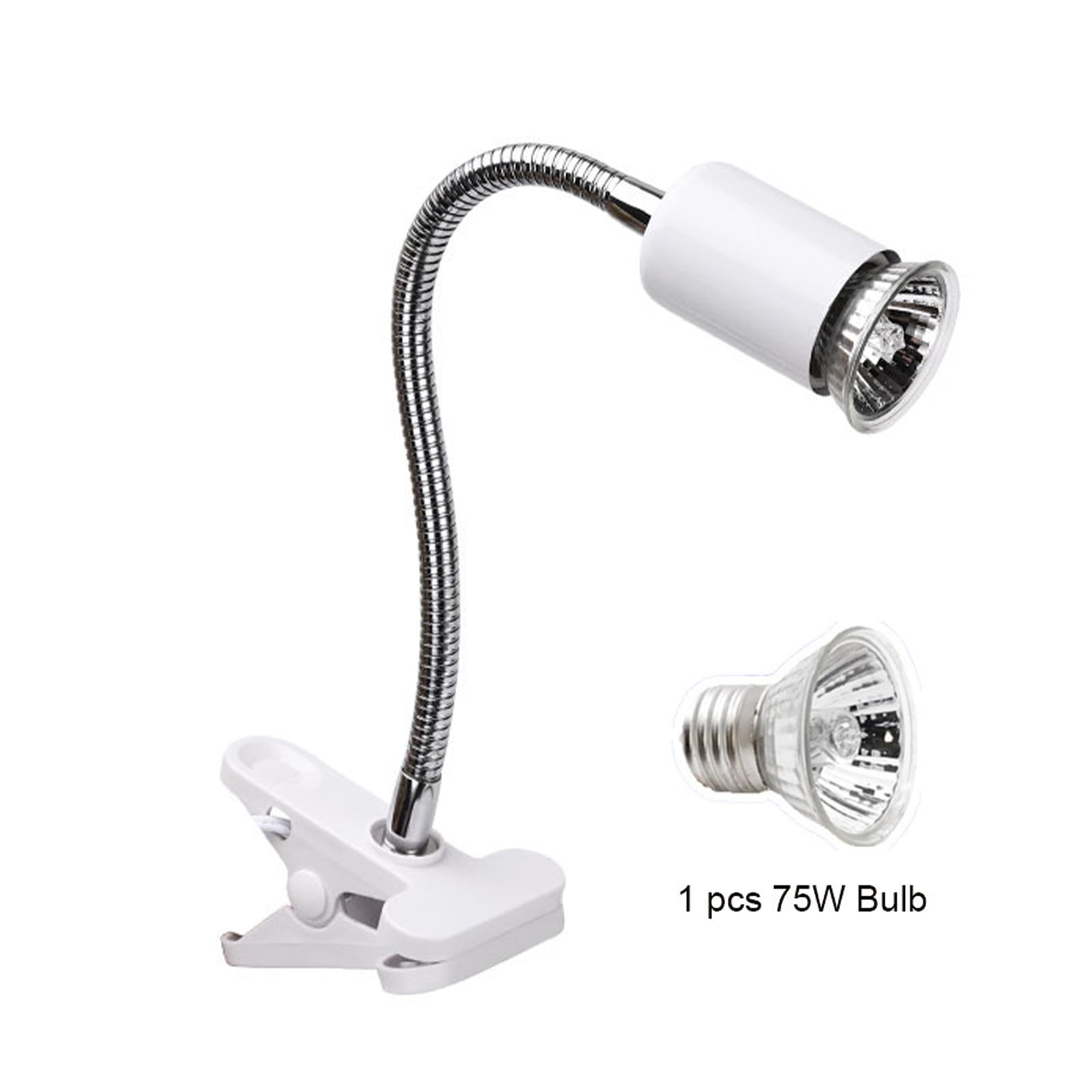 Riousery 75W Reptile Heat Lamp Basking Lamp with Adjustable Clip and E27 75W Bulb Included for Tortoise Lizard Turtle Aquarium (7.08 inches / 18.0 cm White)