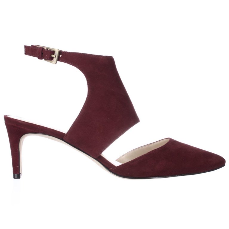 Womens Nine West Salinda Pointed Toe Ankle Strap Heels Dark Red