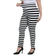 thumbnail image 5 of HDE Womens Plus Size Graphic Leggings Halloween Costume Tights Black and White Horizontal Stripes 2X, 5 of 6