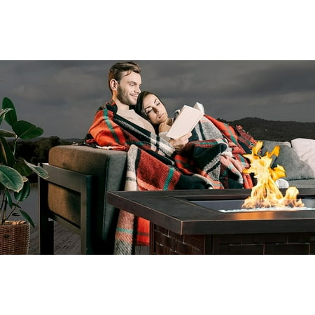 Fire Sense - Armstrong Rectangular Aluminum LPG Fire Pit - Antique Bronze