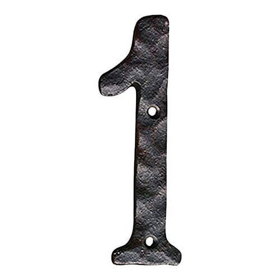 NACH Original Rustic Finish Cast Iron House Address Number for Outside or Inside, Mailbox Number for Outside, Maximum Rust Protection, 4 Inch, Black, #1, JS-RN4-1