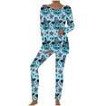 thumbnail image 3 of BiZtdJrK Halloween Casual Sets for Women Pumpkin Print Long Sleeve Round Neck Tops and Pants 2 Piece Outfits Plus Size Loose Fit Soft Loungewear Sky Blue XXXL, 3 of 6