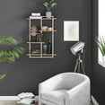 thumbnail image 6 of Danya B. Rhodes 4 Tier Modern Floating Windowsill Wall Shelf Unit with White Metal Frame and Light Walnut MDF Shelves, 6 of 11