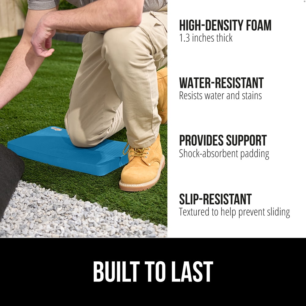 GORILLA GRIP Kneeling Pad, Cushioning Support for Knees, Extra Thick, Water Resistant, 17.5x11 Blue