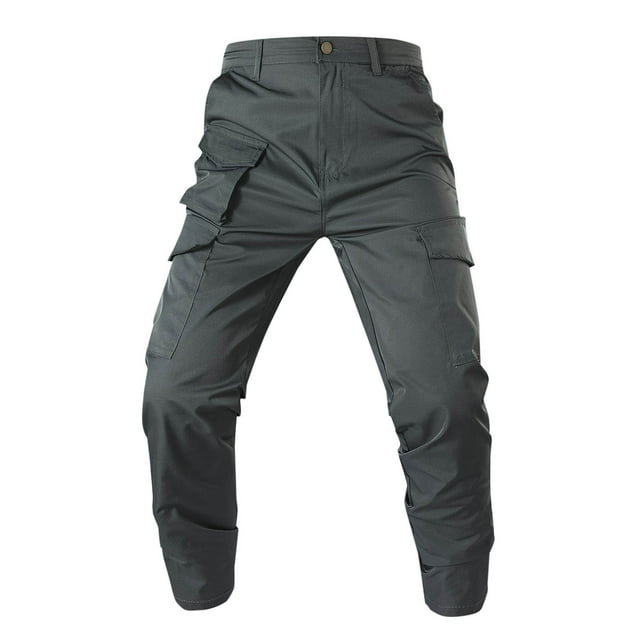 Pantalones largos de moda para hombre, casuales, de color sólido, cargo, con bolsillos y cremallera, pantalones largos de poliéster para hombre.