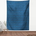 thumbnail image 4 of Ambesonne Nature Fabric by the Yard Upholstery, Wave Pattern and Fish Motifs, 2 Yards, Dark Sky Blue and Ivory, 4 of 5