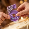 thumbnail image 3 of Number Birthday Candle, Glitter Purple Crown, 1 Piece, Suitable for Fifth Birthday Party Cake Decoration, 3 of 5