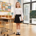 thumbnail image 6 of Girls Pleated Uniform Skirts with Shorts Elastic Waist Toddler Kids Cute Mini Tennis Skirt Back to School Clothes,100, 6 of 9
