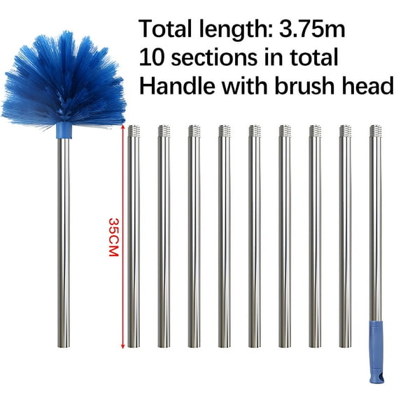ACDANC Cobweb Duster,Extendable Reach 20 feet,Ceiling Fan Duster / 3-Stage Aluminum Telescoping Pole / Medium Stiff Bristles / Long Handle Webster Duster for Cleaning
