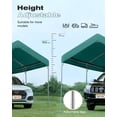 thumbnail image 4 of FINFREE Carport 10 x 20 ft Steel Car Canopy with 4 Sandbags, Adjustable Height from 9.5ft to 11ft,Green, 4 of 9