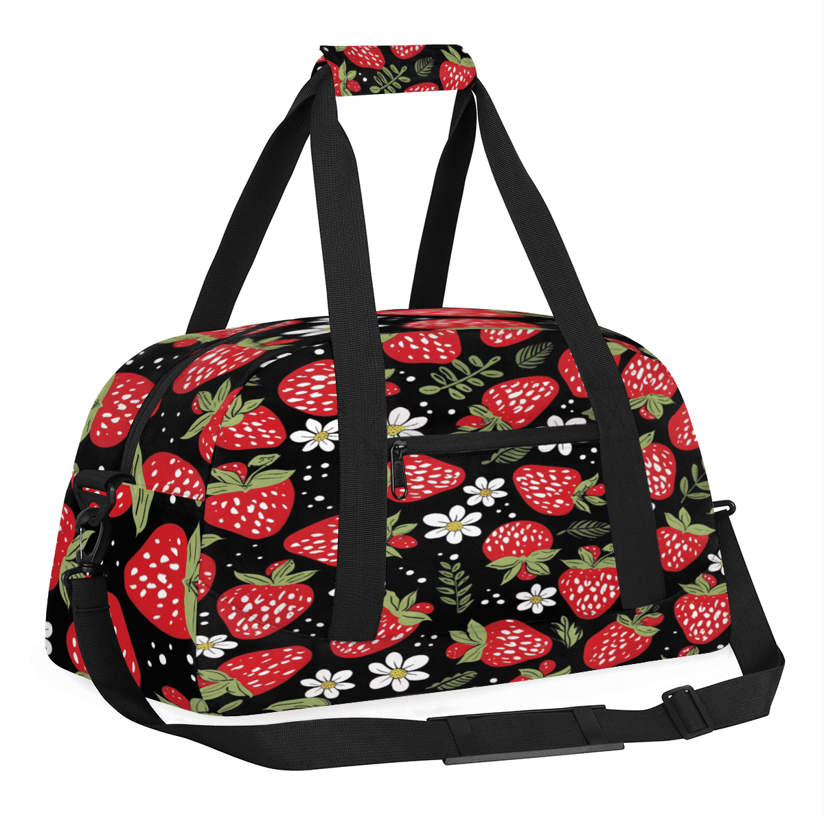 Herdesigns Strawberry Sports Duffle Bag for Women & Men, Gym Bag Dance Bag Overnight Bag Carry On Weekender Travel Bag
