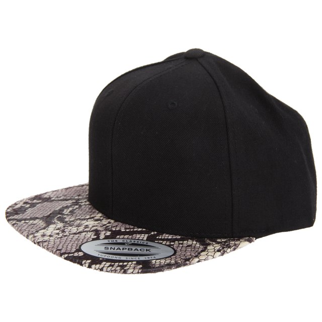 Yupoong - Gorra plana Diseño moderno Modelo Snapback (Negro/Cobra)
