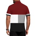 thumbnail image 3 of LRGSHF Summer Polo Shirts for Men Cozy Short Sleeve Collared Tops Classic FitColor Block Vacation Outfit Red L, 3 of 4