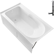 Streamline GA-310-22-WH 60 in. x 32 in. Acrylic Left-Hand Drain Alcove Bathtub in Glossy White With External Drain in Glossy White