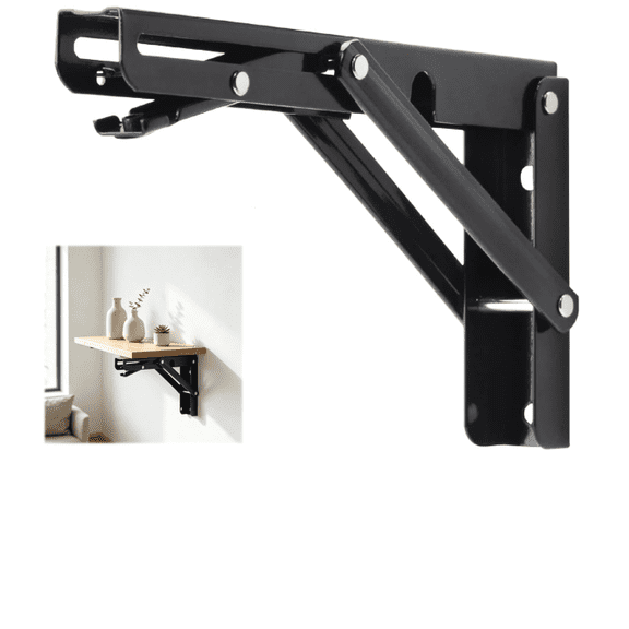 Folding Shelf Brackets, 8 Inch Durable Fold Down L Bracket, Wall Mounted Table Hinge with 90 Degree Locking