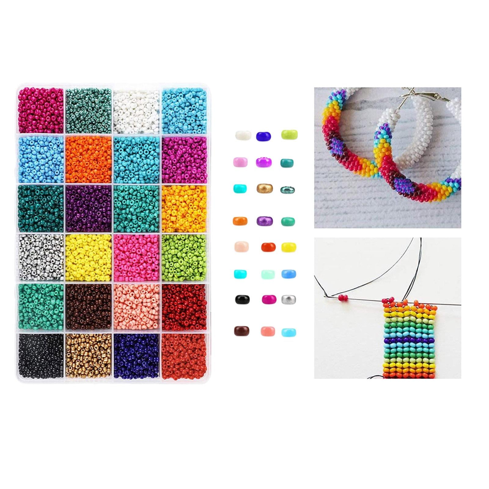 14400Pcs Glass Round Beads Loose Bead Spacer Bead Jewelry Making Beads for Kids And Adults Crafts DIY Bracelet Necklace Earrings Making (24 Colors)