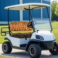 thumbnail image 3 of Yuyamidu Creepy Pumpkin Golf Cart Seat Covers Golf Cart Accessories Orange Halloween Club Cars Seat Covers Stretchy Fabric, Fits Most 2-Passenger Golf Carts, Scratch Resistant, 3 of 8