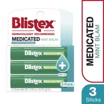 Blistex Medicated Mint Lip Balm - Advanced Protection for Dry, Chapped Lips - 3 Count, 0.15oz Ea
