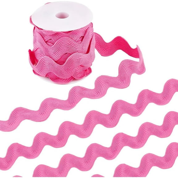 10 Yards 1.5"/37mm Wide Wave Bending Fringe Trim Rick Rack Hot Pink Zig Zag Ric Rac Trim Curved Woven Fabric Webbing Edge Lace Ribbon for Sewing Home Party Wedding Dress Craft
