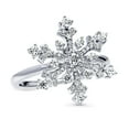 thumbnail image 5 of BERRICLE Sterling Silver Snowflake Cubic Zirconia CZ Fashion Ring for Women, Rhodium Plated Size 5, 5 of 12