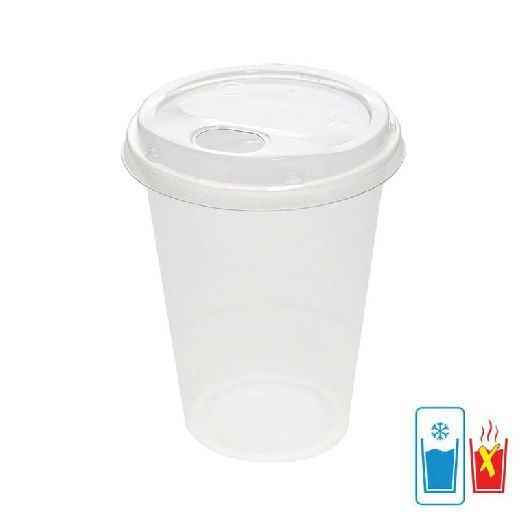 Great Value Disposable Plastic Cups and Lids, Clear, 16 oz, 25 Count, (Cup and Lid Combo)