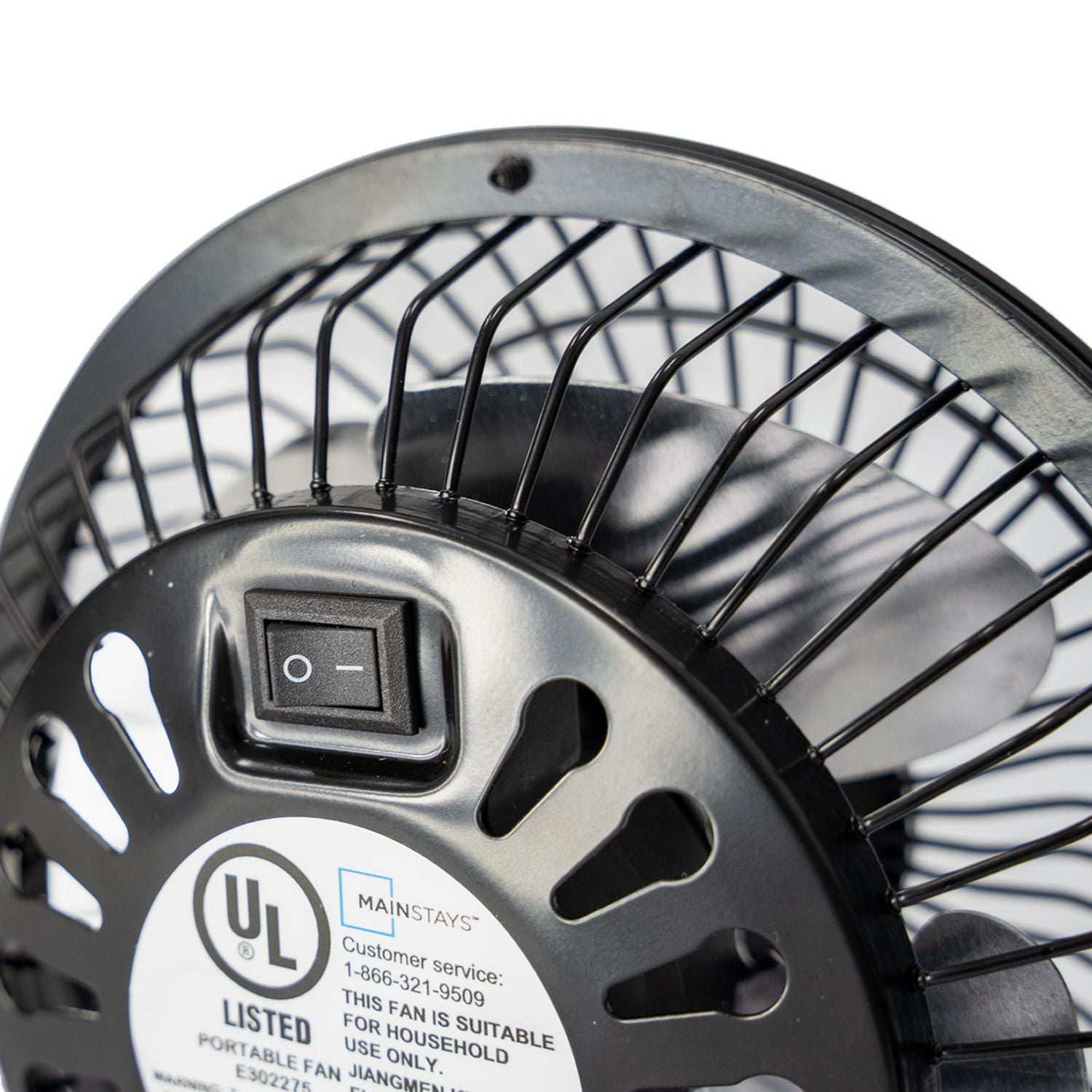 Mainstays Ventilateur de bureau personnel en métal de 4 pouces alimenté par USB Noir