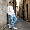 thumbnail image 4 of Men's Casual Solid Sweatpants Elastic Waist Drawstring Joggers Loose Fit Tapered Athletic Pants with Pockets, 3XL, 4 of 8