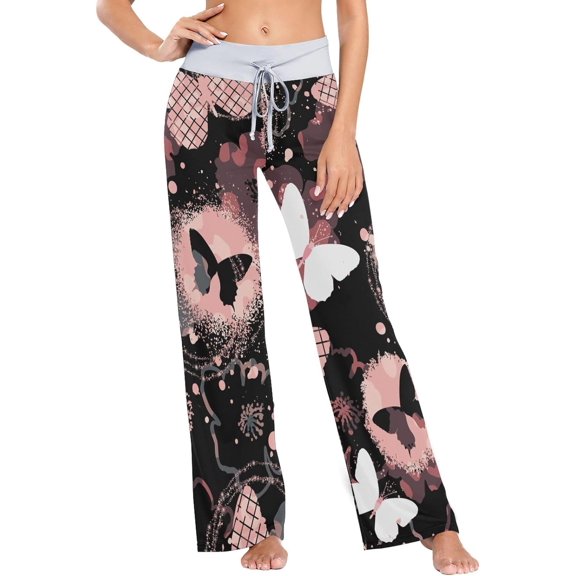 GZHJMY Women's Pajama Pants Butterflies Pattern Comfy Stretch Sleepwear Essentials womens Lightweight Lounge Terry Pajama Pant, X-Large
