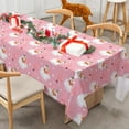 thumbnail image 4 of AnyDesign Pink Christmas Tablecloth Xmas Tree Santa Claus Rectangle Table Cloth Washable Table Cover for Picnic Dining Table Decor, 60 x 102 Inch, 4 of 6