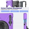 thumbnail image 4 of Dteck Rugged Case For Samsung Galaxy Tab S7 Plus 12.4-inch SM-T970 T975 T976, Heavy Duty Three Layer Rugged Hybrid Shockproof Case with 360 Rotating Stand / Hand Strap, Purple, 4 of 7