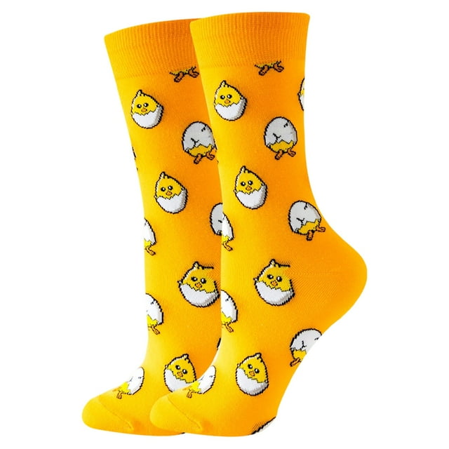 Bas d'Hiver Imprimé Fruits et Animaux Chaussettes Hautes Confortables Mi-Mollet avec Design Ludique