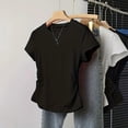 thumbnail image 2 of Aezemi Women Ruched Side Shirt, Summer Short Sleeve Slim Fit Ruched Tshirts, Fashion Outdoor Summer Womens Tops, 2 of 6