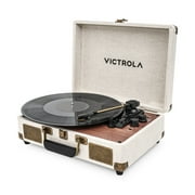 Victrola Venture Bluetooth Portable Mid-Century Modern Suitcase Record Player with 3-Speed Turntable & Built-in Speakers | Oak