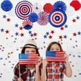 thumbnail image 6 of Ranliy 15Pcs/21Pcs 4Th of July Patriotic Decorations Set, Red White Blue Paper Fans,Usa Flag Pennant,Star Streamer,Pom Poms,Hanging Swirls Party Decor Supplies(The Specific Contents Are As Shown）, 6 of 8
