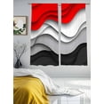 thumbnail image 4 of Red Black Ombre Semi Sheer Curtains 63 Inch Length 2 Panels Set, Modern Abstract Moire Art Geometric Sheer Kitchen Curtain Privacy Voile Window Curtain for Living Room Bedroom Rod Pocket Drapes, 4 of 7