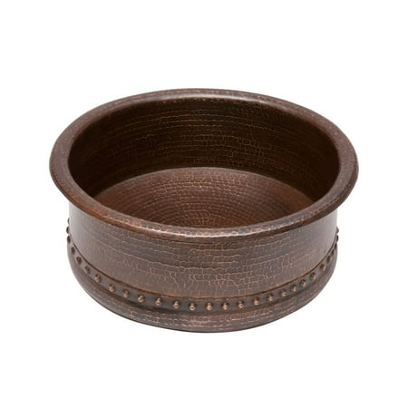 Premier Copper Products VRT15DB Round Vessel Tub Hammered Copper Sink