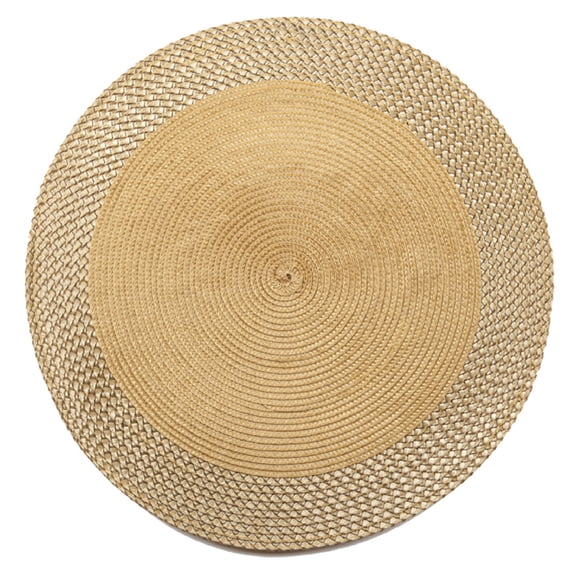 Maison Concepts Vinyl Round Placemat With Border Gold-Set Of 12 (0.75 L X 6 W X 14.75 H)