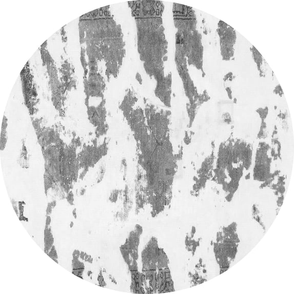 Ahgly Company Indoor Round Abstract Gray Modern Area Rugs, 7' Round