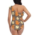 thumbnail image 5 of Pofeuu Squirrel And Maple Leaves Print Women's One Piece Swimsuits One Shoulder Swimwear Asymmetric Ruffle Monokinis Bathing Suits-XX-Large, 5 of 6