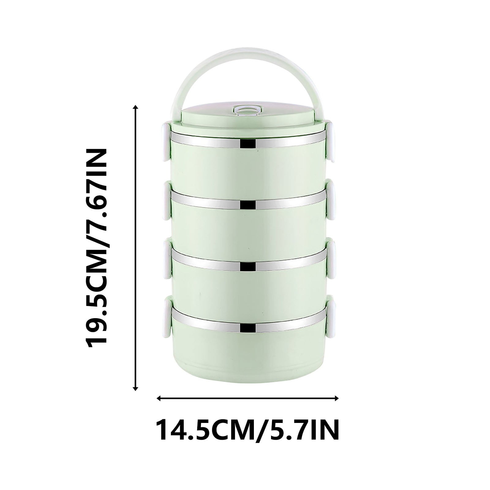 AZXY Metal Bento Box, 4-Layer Round Stainless Steel Insulated Lunch Box, Portable Leakproof Fresh Keeping Bentgo Box for Office Outdoor Use, Green