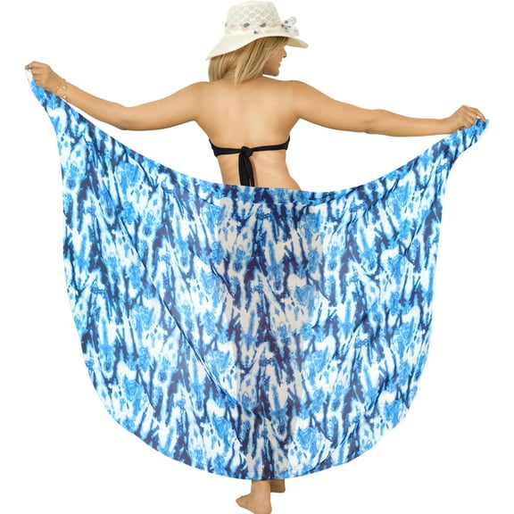LA LEELA Women's Bikini Wraps Beach Wrap Sarong Coverup Skirt Bathing suit Swimsuit Swimwear Cover Up for Women One Size Blue, Tie Dye