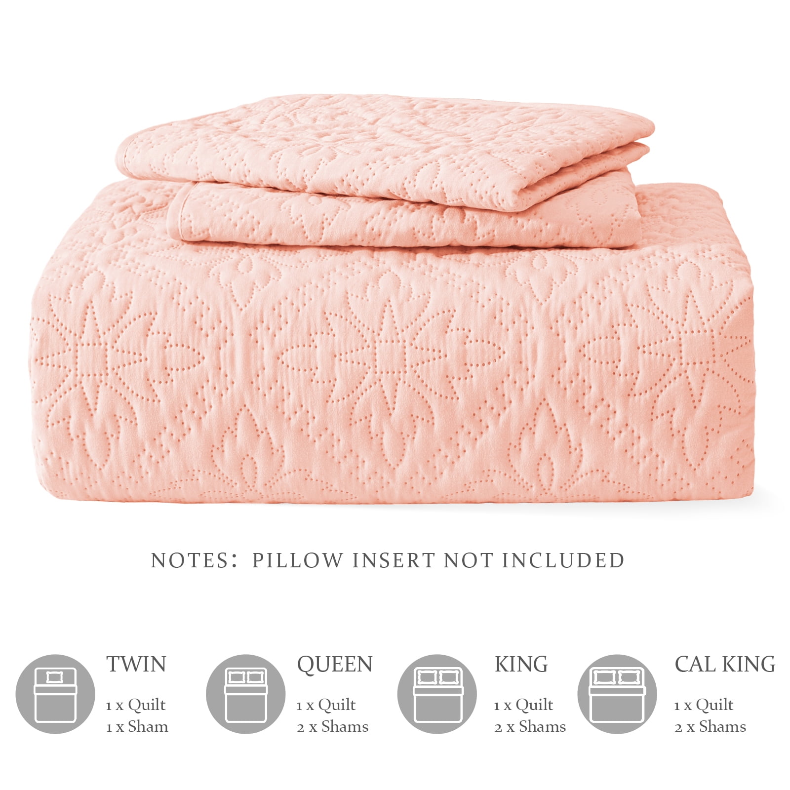Exclusivo Mezcla King Quilt Bedding Set, Lightweight Soft Bedspreads Coverlets with 2 Pillow Shams, Modern Blush Pink Oversized Quilts King Size for All Seasons