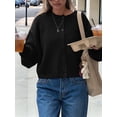 thumbnail image 4 of Women Knitted Crop Cardigan Shirt Short Sleeve Button Down Ribbed Knit Crop Top Y2k Outwear Top Tee Shirt Black S, 4 of 7