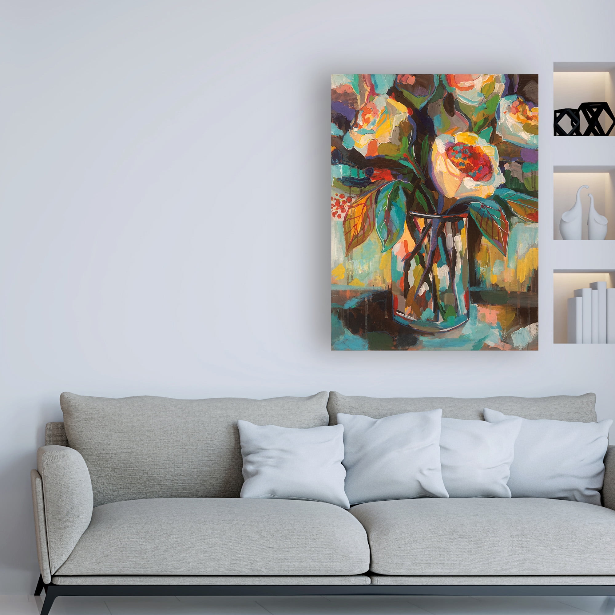 Trademark Fine Art 'Stained Glass Floral' Canvas Art by Jeanette Vertentes