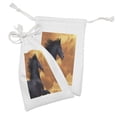 thumbnail image 2 of Horses Fabric Pouch Set of 2, Portrait of Galloping Friesian Horse with Hot Sun Rays Intensity Honor Grace Theme, Drawstring Bag for Toiletries Masks and Favors, 9" x 6", Black Orange, by Ambesonne, 2 of 2